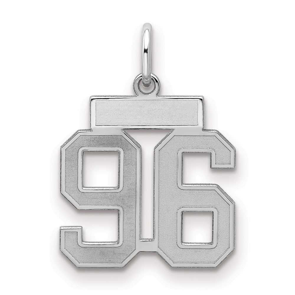 Sterling Silver Silver/Rhodium-Plated Satin Number 96 Charm