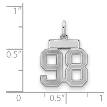 Sterling Silver Silver/Rhodium-Plated Satin Number 98 Charm
