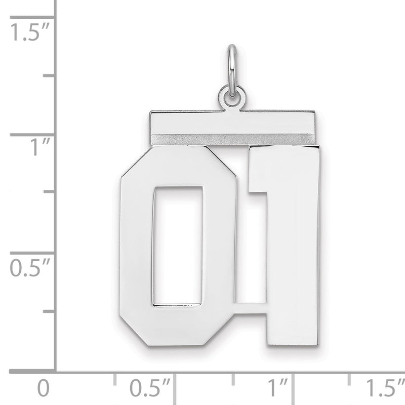 Sterling Silver/rhodium-Plated Polished Number 01 Charm