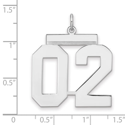 Sterling Silver/rhodium-Plated Polished Number 02 Charm
