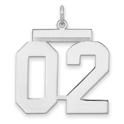 Sterling Silver/rhodium-Plated Polished Number 02 Charm