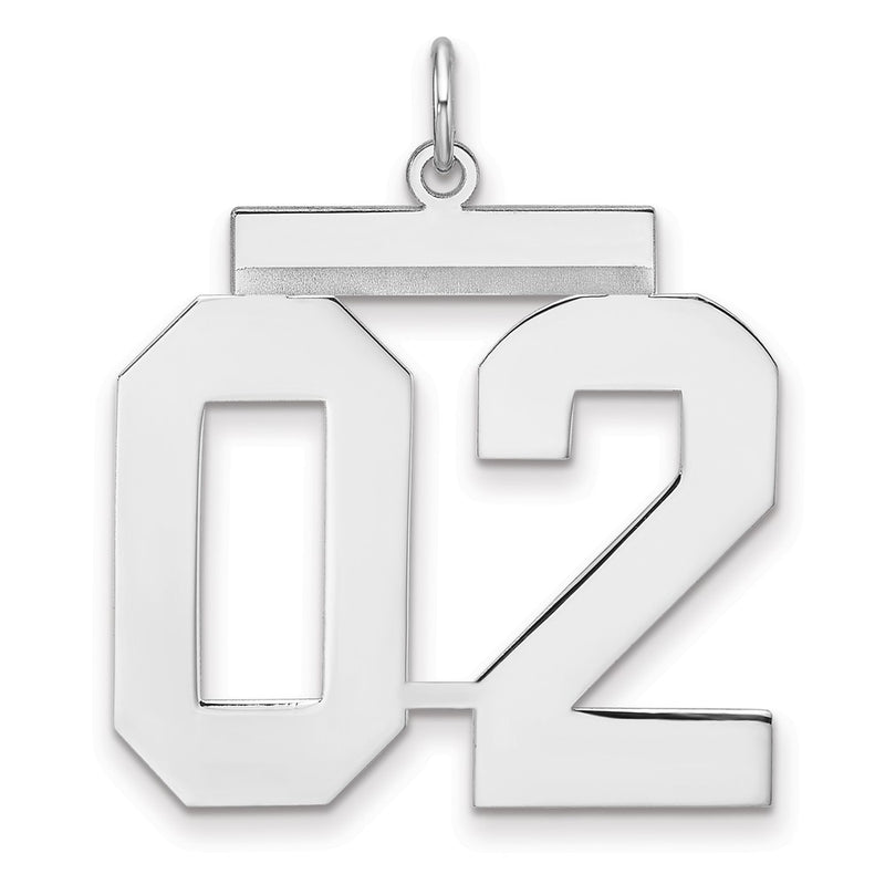 Sterling Silver/rhodium-Plated Polished Number 02 Charm