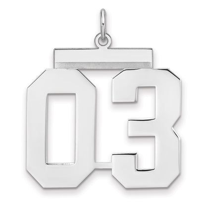 Sterling Silver/rhodium-Plated Polished Number 03 Charm