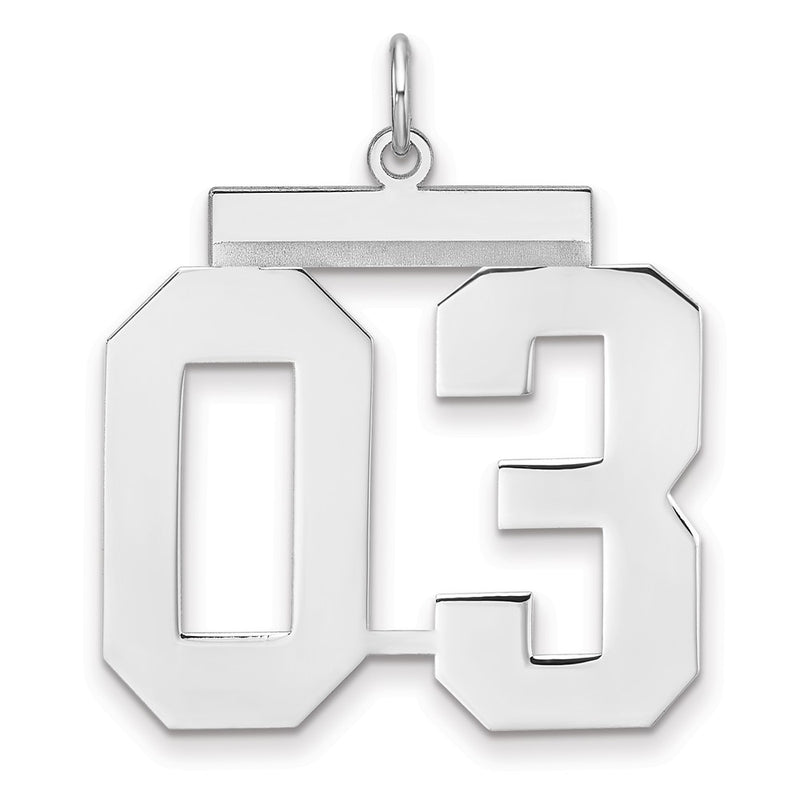 Sterling Silver/rhodium-Plated Polished Number 03 Charm