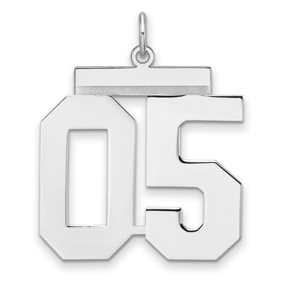 Sterling Silver/rhodium-Plated Polished Number 05 Charm
