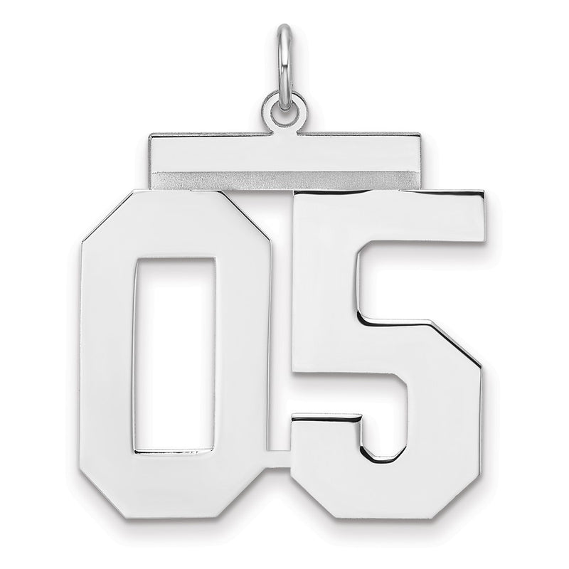 Sterling Silver/rhodium-Plated Polished Number 05 Charm