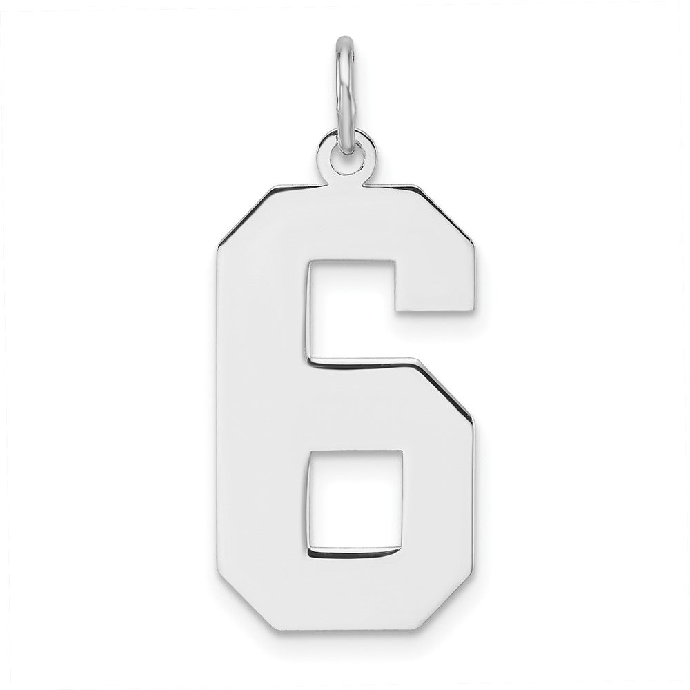 Sterling Silver/rhodium-Plated Polished Number 6 Charm