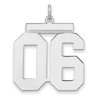 Sterling Silver/rhodium-Plated Polished Number 06 Charm