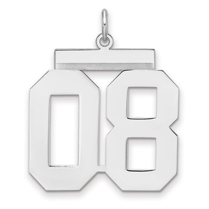 Sterling Silver/rhodium-Plated Polished Number 08 Charm