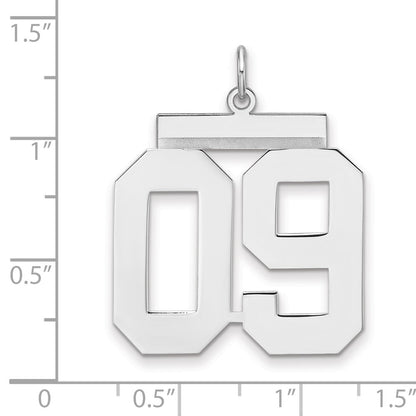 Sterling Silver/rhodium-Plated Polished Number 09 Charm