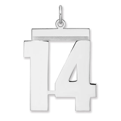 Sterling Silver/rhodium-Plated Polished Number 14 Charm