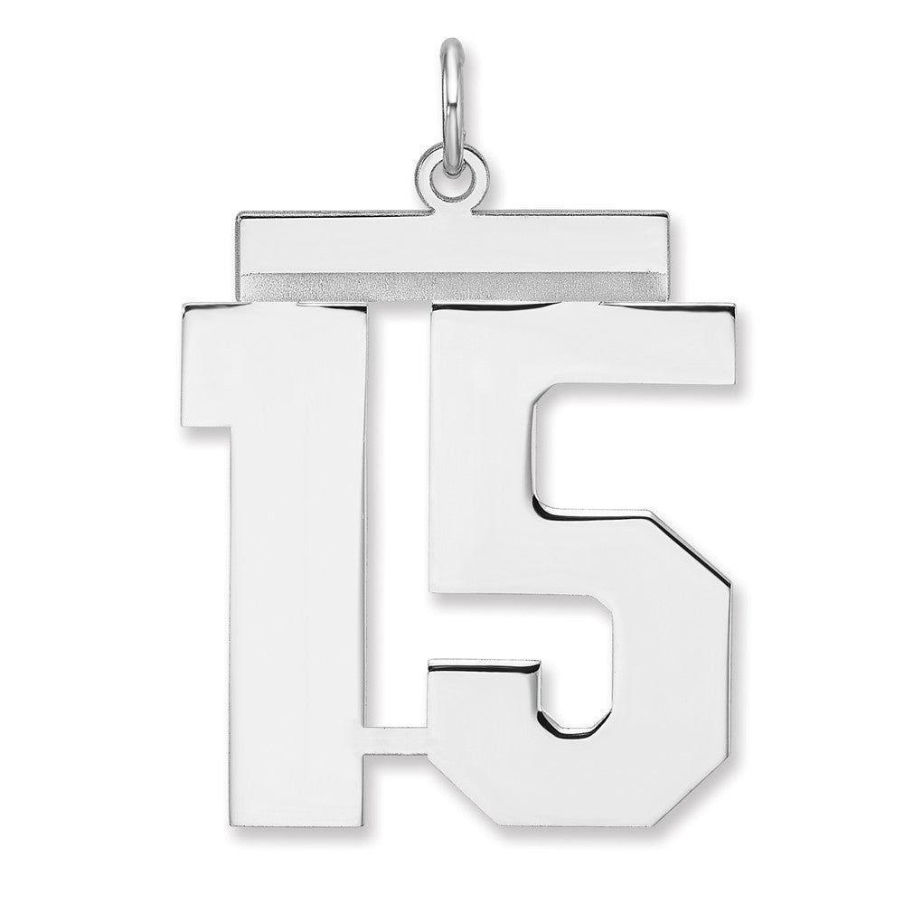 Sterling Silver/rhodium-Plated Polished Number 15 Charm
