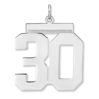 Sterling Silver/rhodium-Plated Polished Number 30 Charm