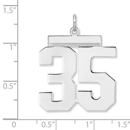 Sterling Silver/rhodium-Plated Polished Number 35 Charm