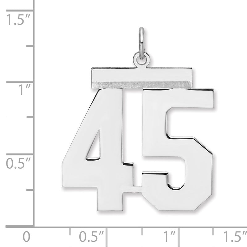 Sterling Silver/rhodium-Plated Polished Number 45 Charm