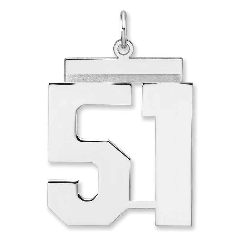 Sterling Silver/rhodium-Plated Polished Number 51 Charm