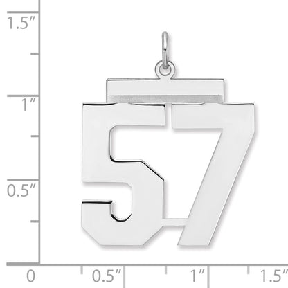 Sterling Silver/rhodium-Plated Polished Number 57 Charm