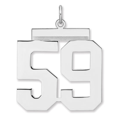 Sterling Silver/rhodium-Plated Polished Number 59 Charm