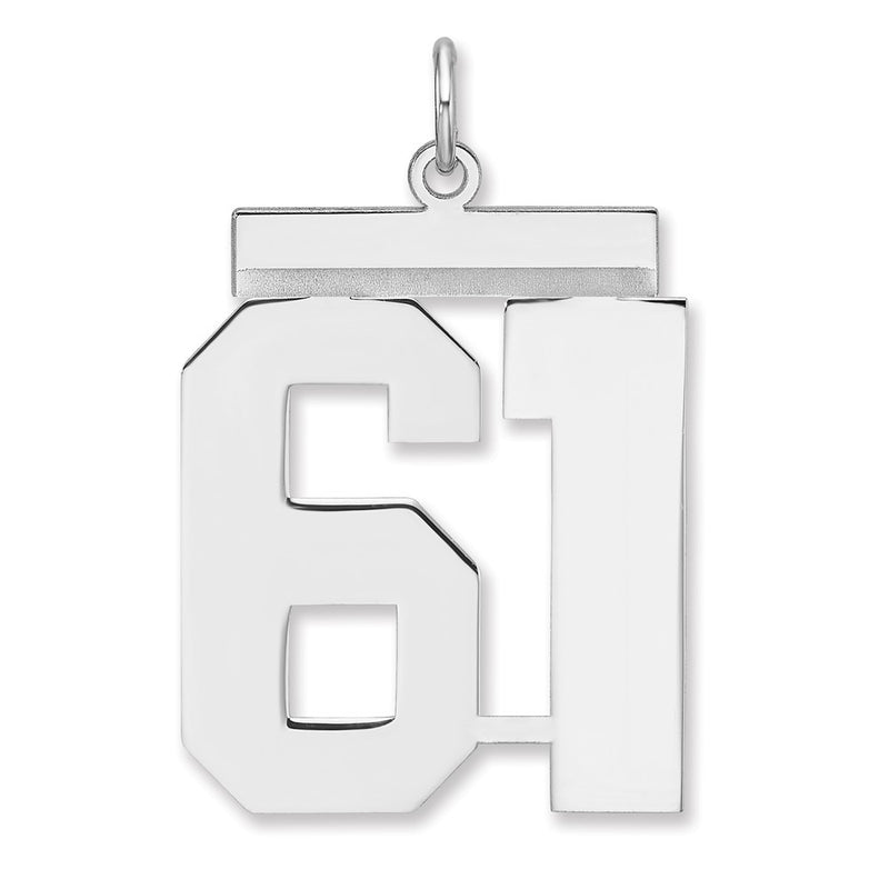 Sterling Silver/rhodium-Plated Polished Number 61 Charm
