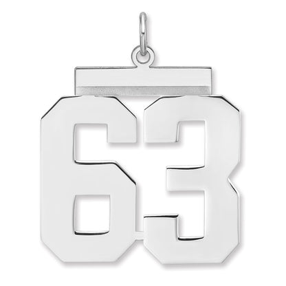 Sterling Silver/rhodium-Plated Polished Number 63 Charm
