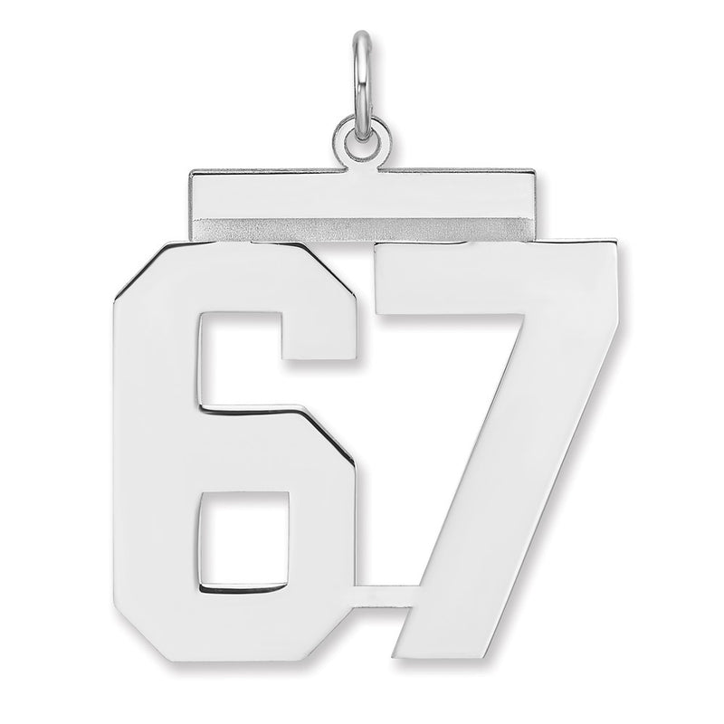 Sterling Silver/rhodium-Plated Polished Number 67 Charm