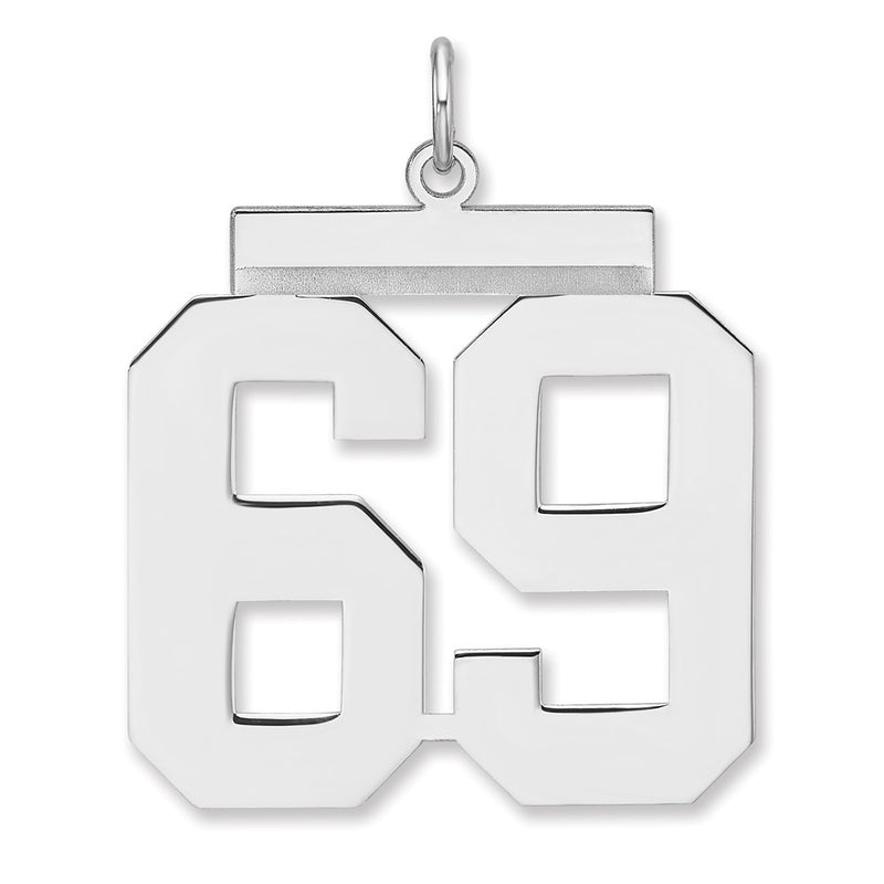 Sterling Silver/rhodium-Plated Polished Number 69 Charm