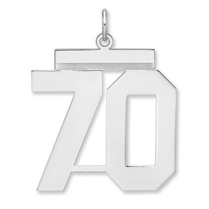 Sterling Silver/rhodium-Plated Polished Number 70 Charm