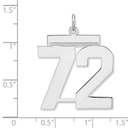Sterling Silver/rhodium-Plated Polished Number 72 Charm