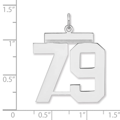 Sterling Silver/rhodium-Plated Polished Number 79 Charm