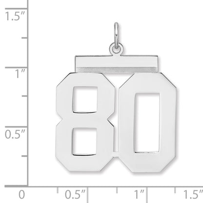 Sterling Silver/rhodium-Plated Polished Number 80 Charm