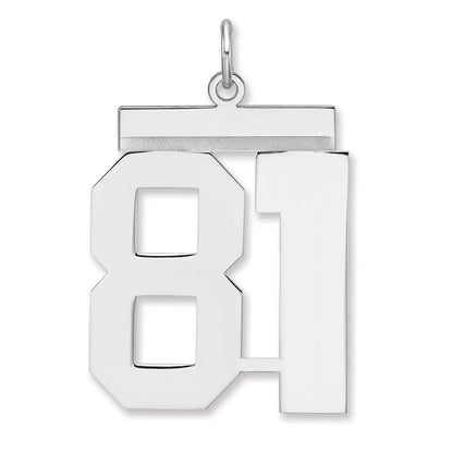 Sterling Silver/rhodium-Plated Polished Number 81 Charm