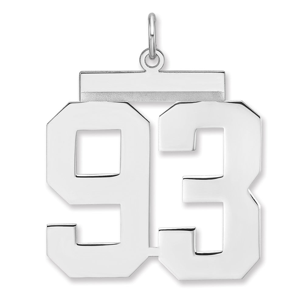 Sterling Silver/rhodium-Plated Polished Number 93 Charm
