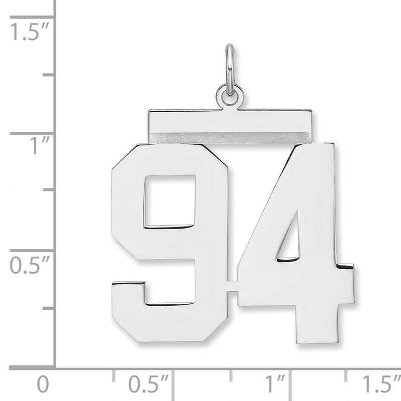Sterling Silver/rhodium-Plated Polished Number 94 Charm