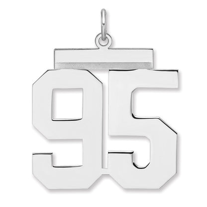 Sterling Silver/rhodium-Plated Polished Number 95 Charm
