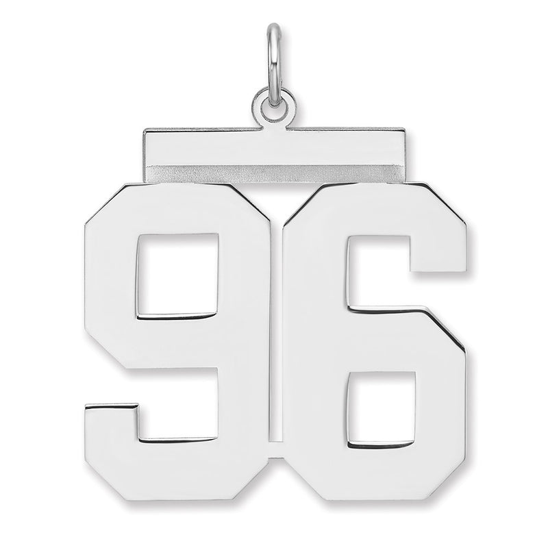Sterling Silver/rhodium-Plated Polished Number 96 Charm