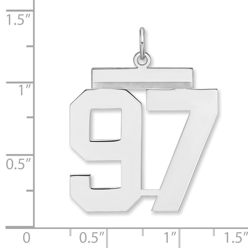 Sterling Silver/rhodium-Plated Polished Number 97 Charm