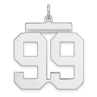 Sterling Silver/rhodium-Plated Polished Number 99 Charm