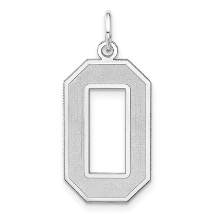 Sterling Silver/rhodium-Plated Satin Number 0 Charm