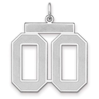 Sterling Silver/rhodium-Plated Satin Number 00 Charm