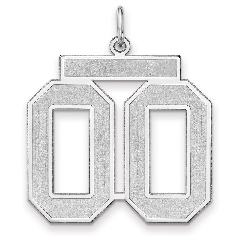 Sterling Silver/rhodium-Plated Satin Number 00 Charm