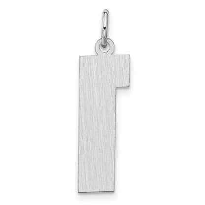 Sterling Silver/rhodium-Plated Satin Number 1 Charm