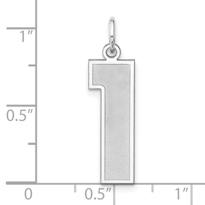 Sterling Silver/rhodium-Plated Satin Number 1 Charm