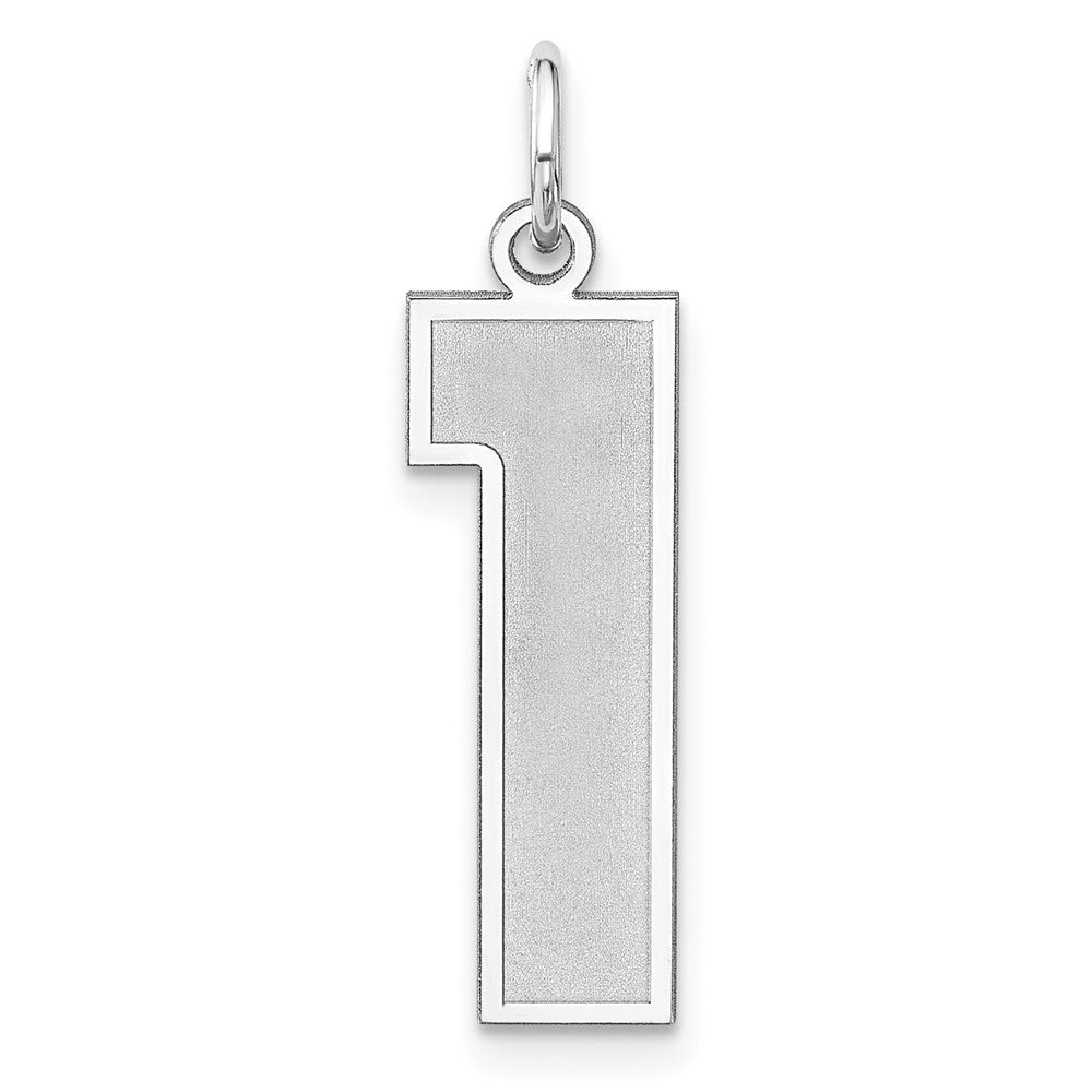 Sterling Silver/rhodium-Plated Satin Number 1 Charm