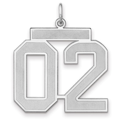 Sterling Silver/rhodium-Plated Satin Number 02 Charm