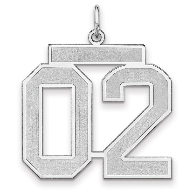 Sterling Silver/rhodium-Plated Satin Number 02 Charm