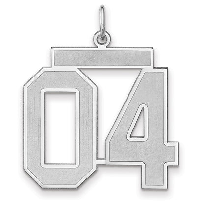 Sterling Silver/rhodium-Plated Satin Number 04 Charm