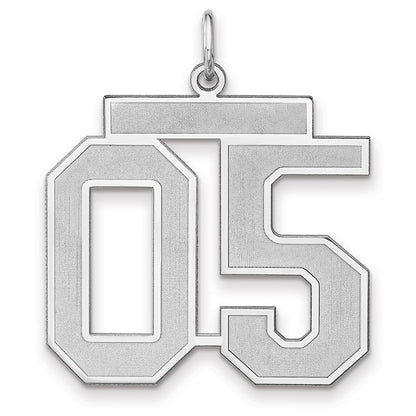 Sterling Silver/rhodium-Plated Satin Number 05 Charm