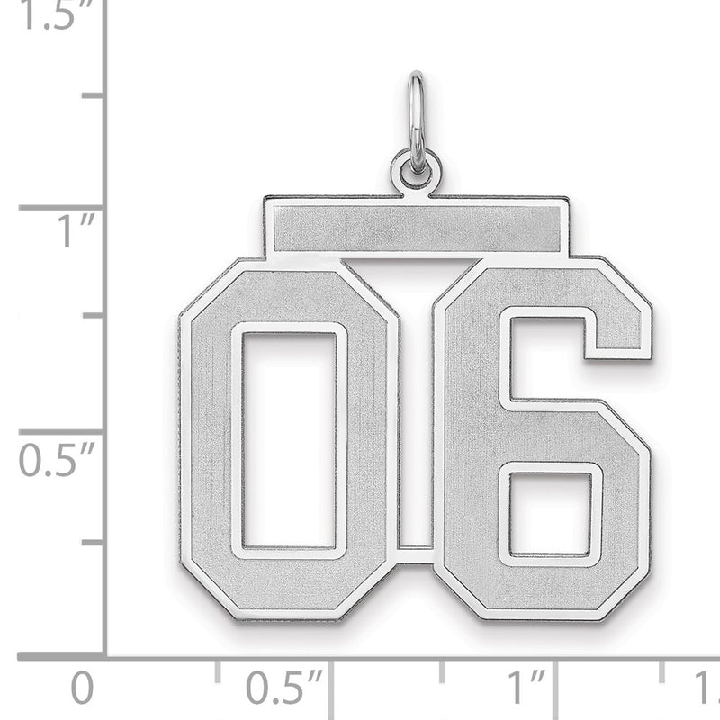 Sterling Silver/rhodium-Plated Satin Number 06 Charm