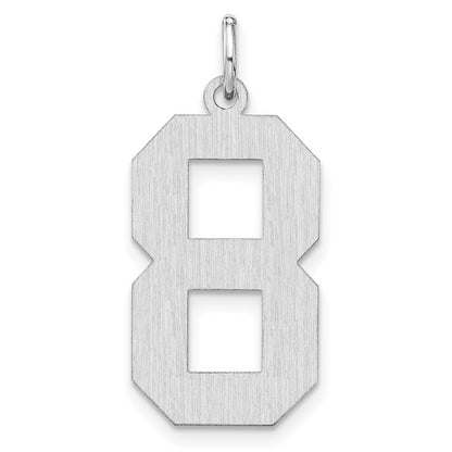 Sterling Silver/rhodium-Plated Satin Number 8 Charm