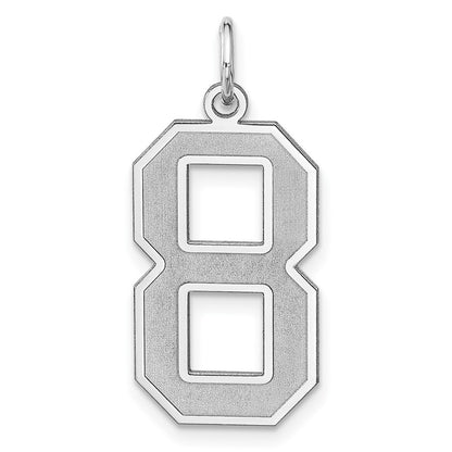 Sterling Silver/rhodium-Plated Satin Number 8 Charm